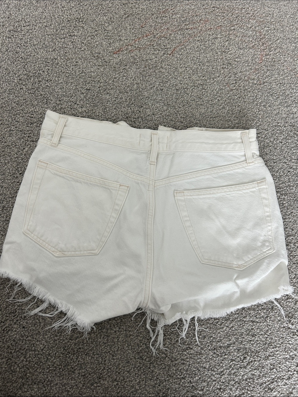Agolde White High-Rise Frayed Cutoff Denim Shorts - Picture 3 of 3